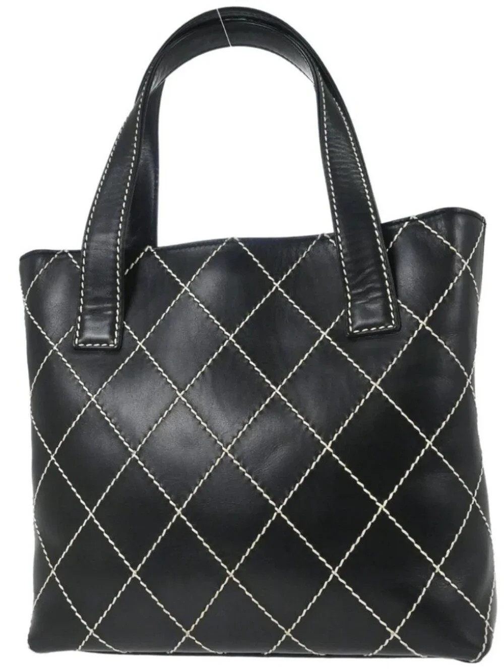 Chanel Black Calfskin Wild Stitch Tote Handbag